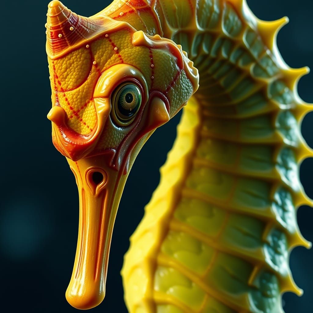 Captivating Seahorse Close-Up in Dark Fantasy Style