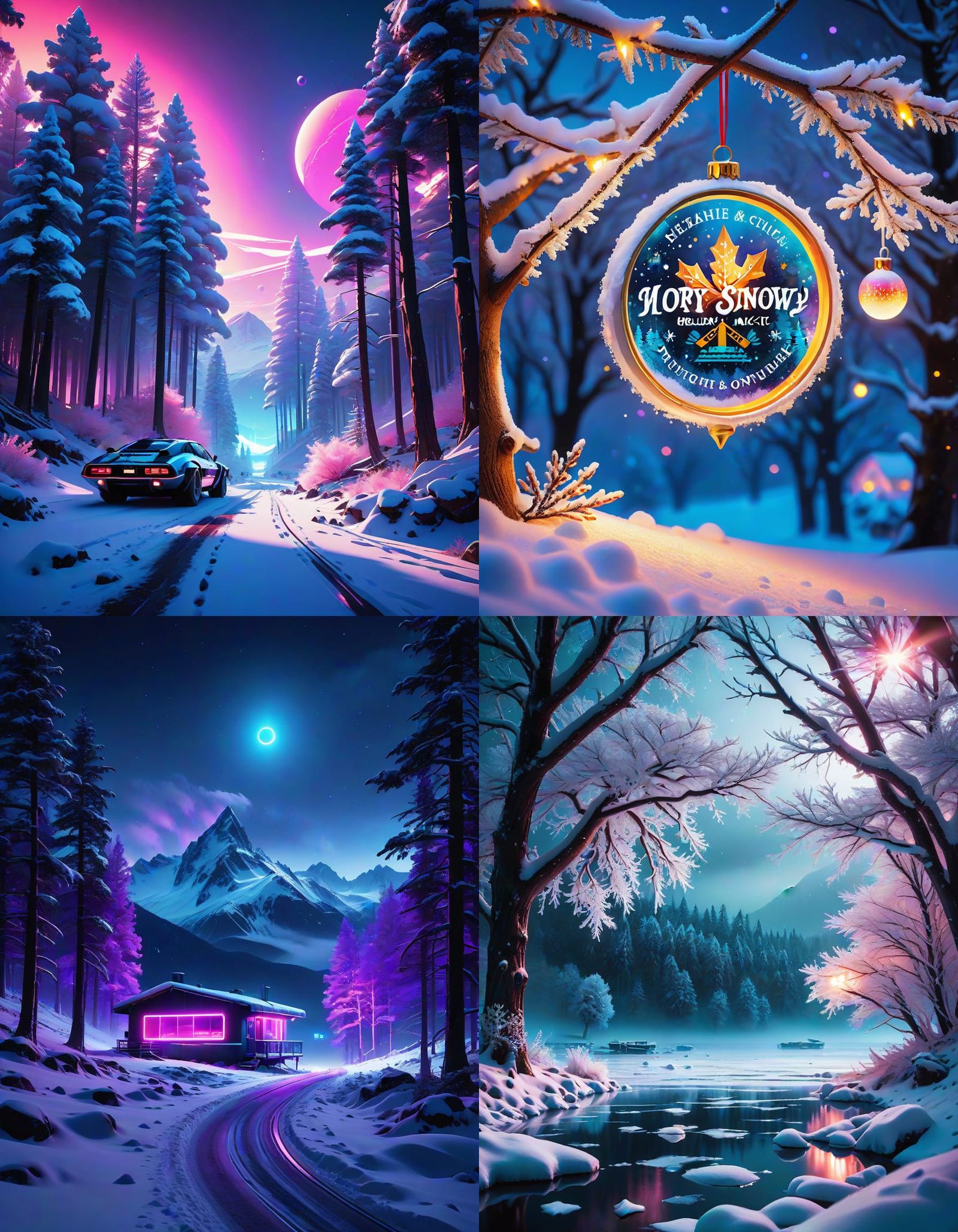 Neon Winter Wonderland Scene with The Depth Logo