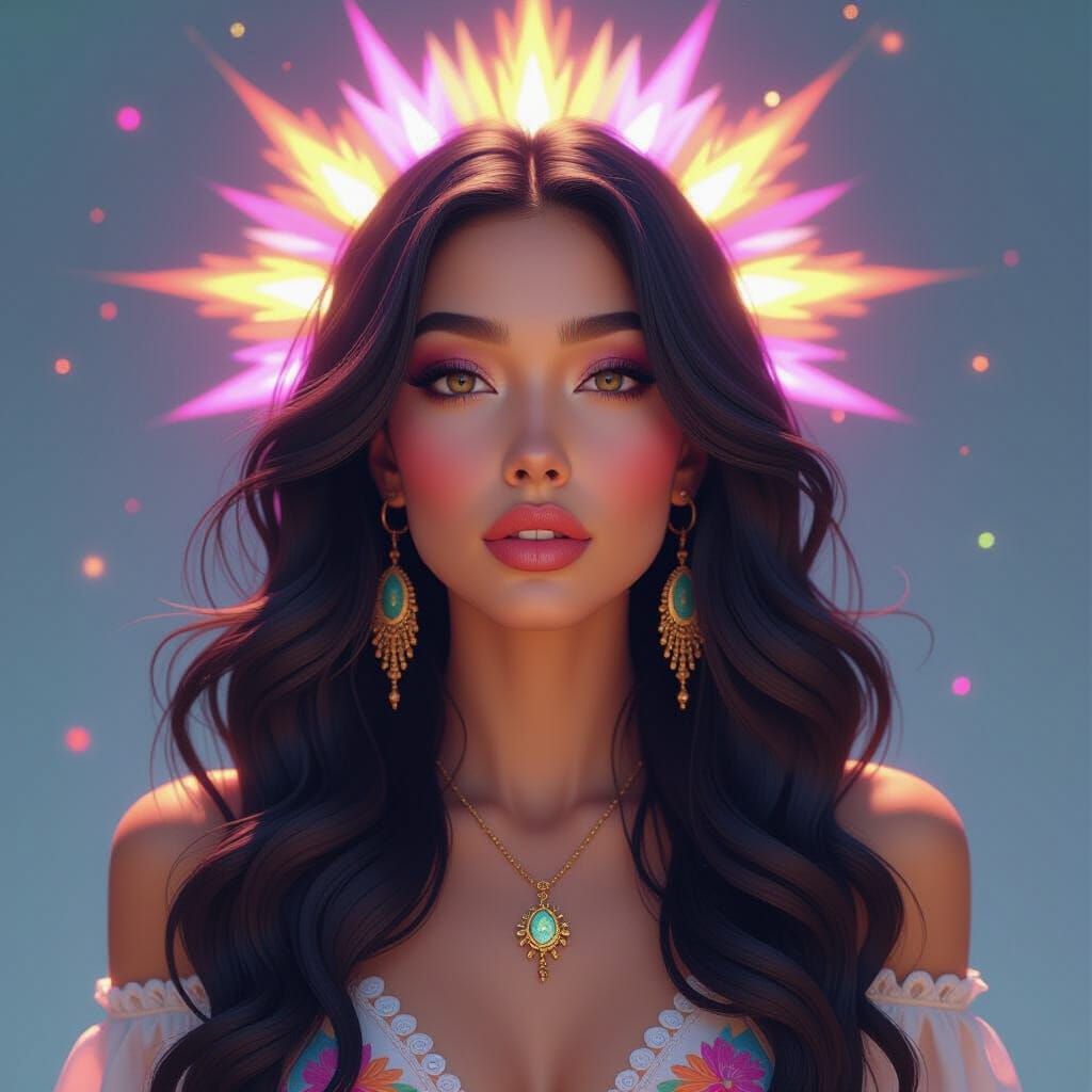 Psychedelic Pop Portrait Bursting with Color