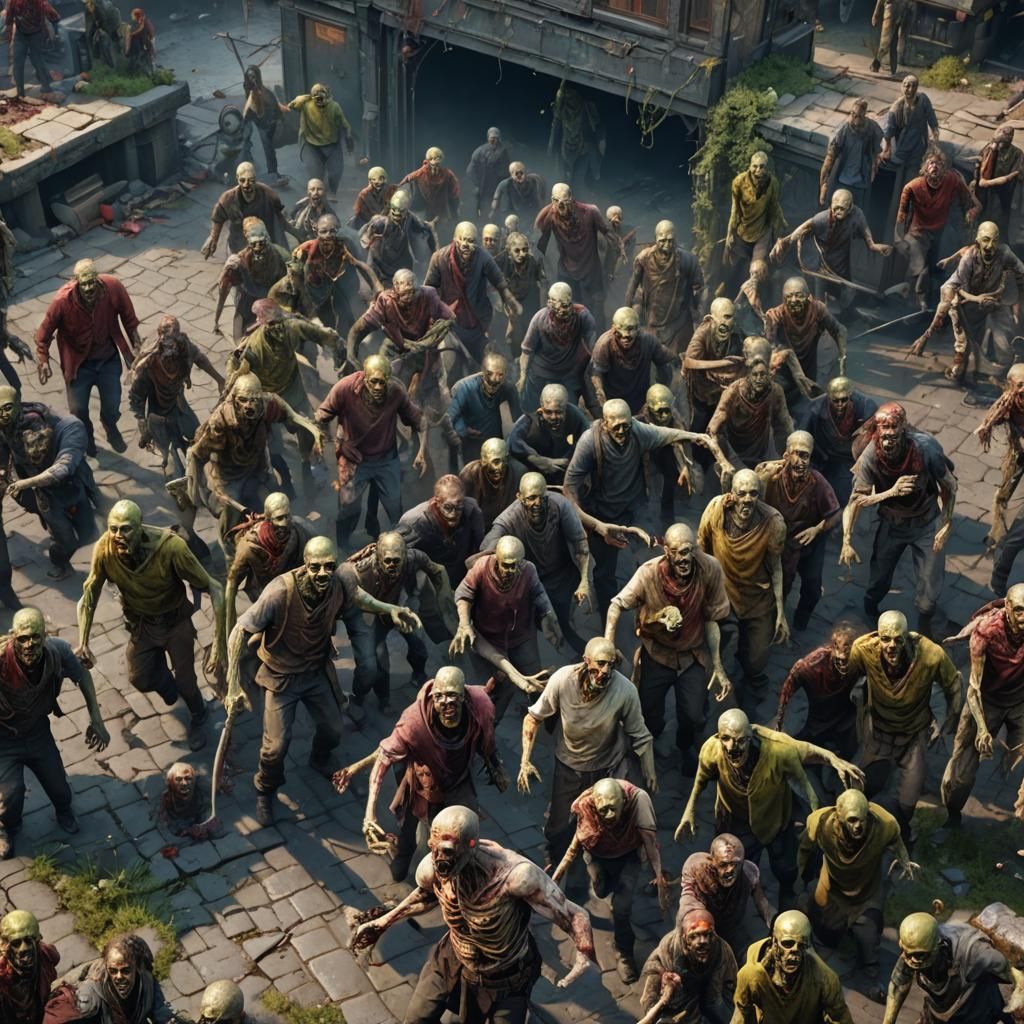 Detailed Zombie Horde in Matte Painting Style