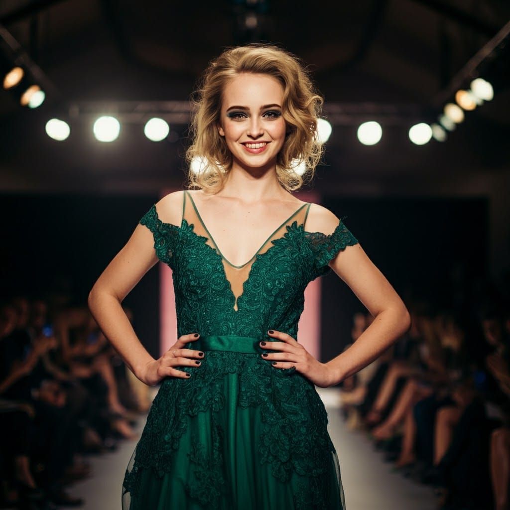 Elegant Woman at Fashion Show, Digital Art