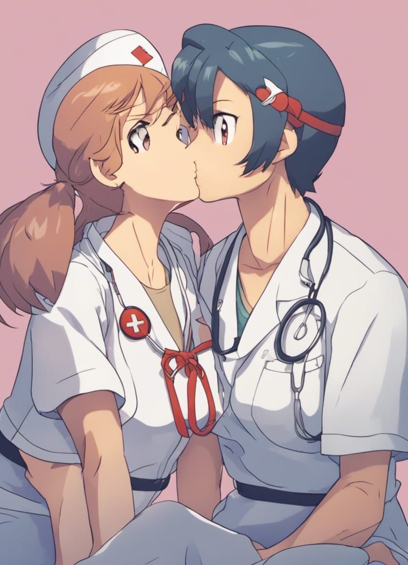 Misty and Nurse Jenny Anime Kiss
