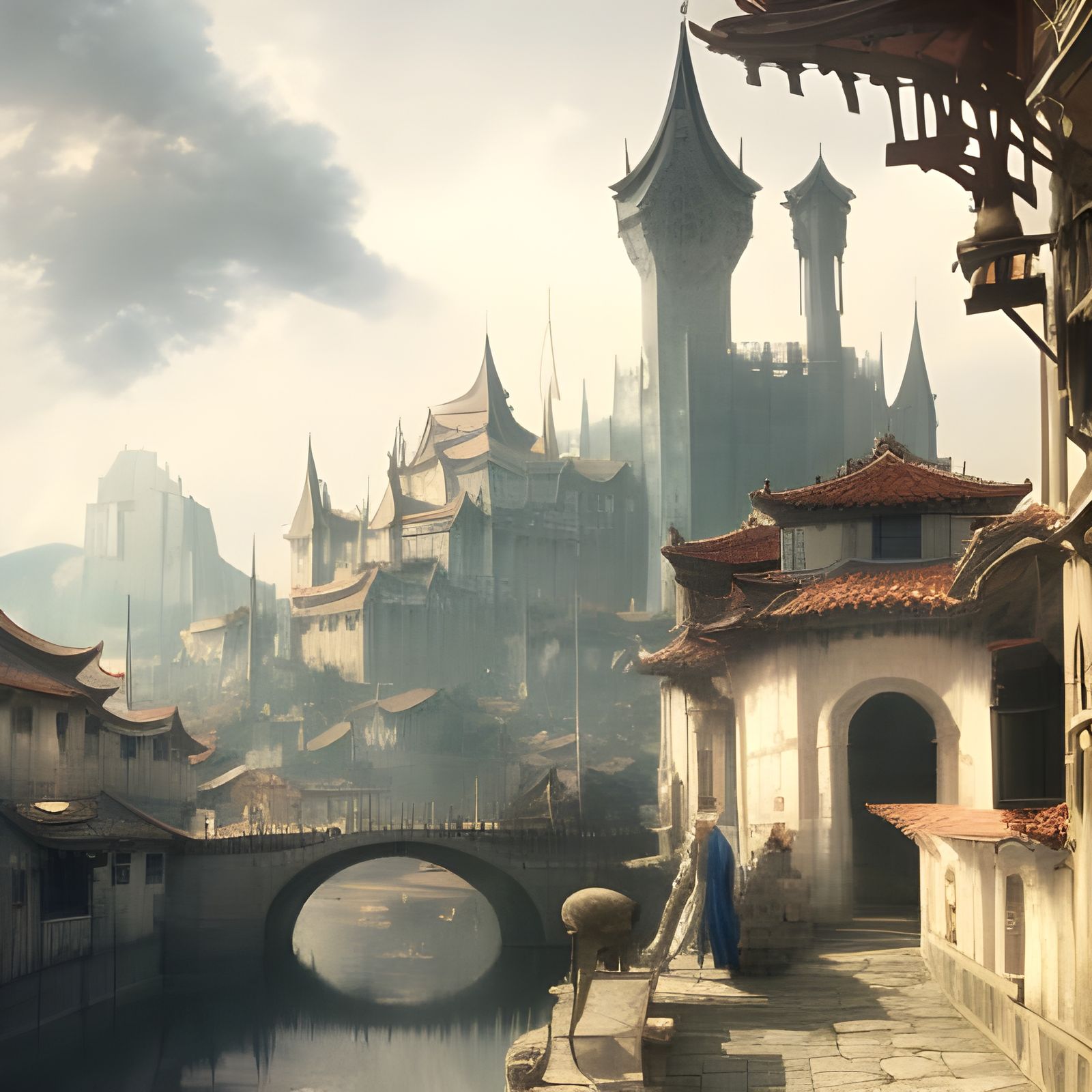 Hyperdetailed Middle Ages City in Digital Art Style