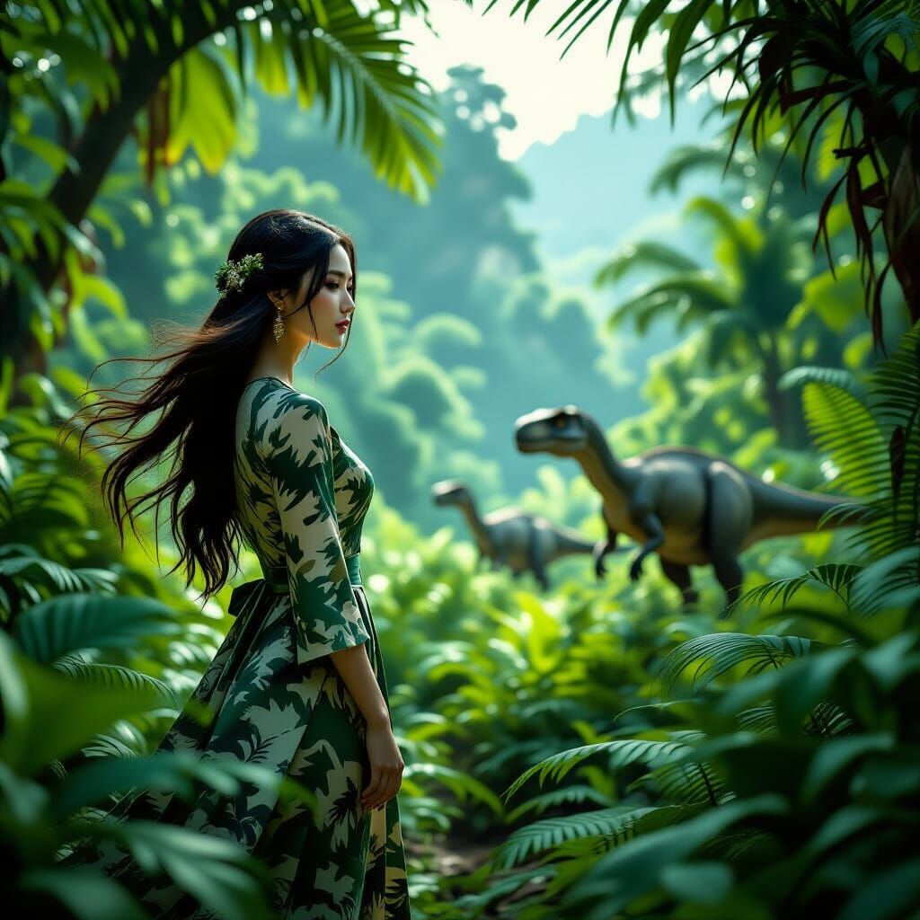 Vietnamese Maiden in Prehistoric Jungle