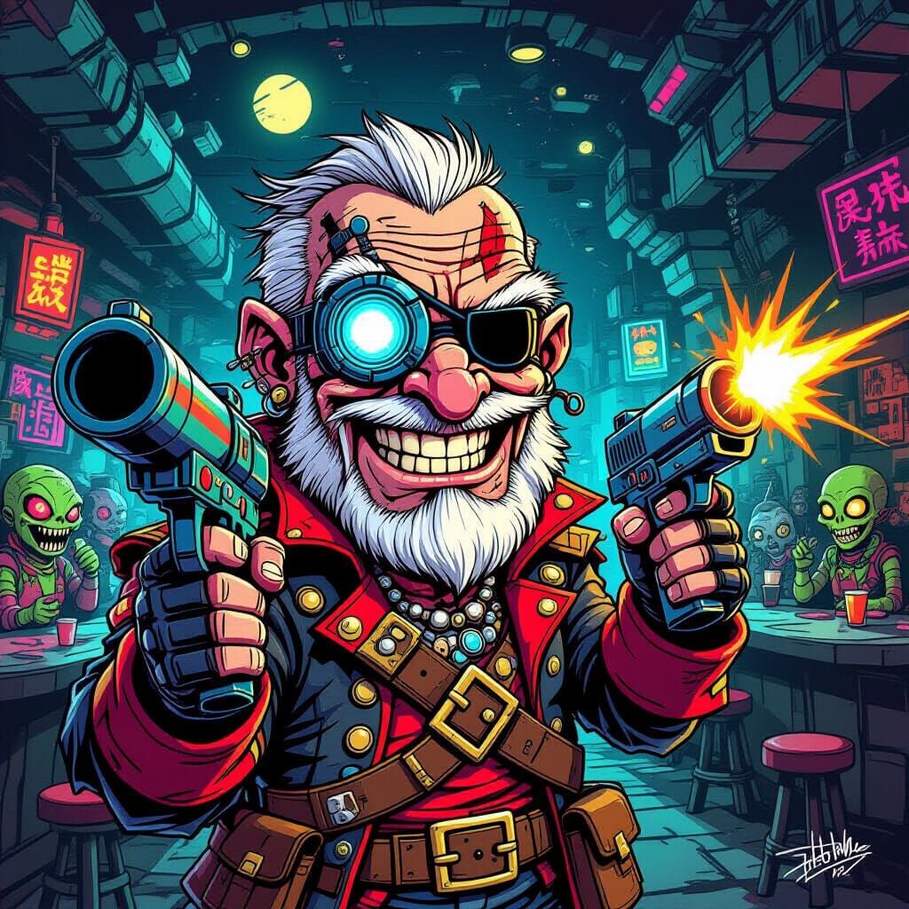 Grizzled Space Pirate Captain with Cybernetic Eye Patch