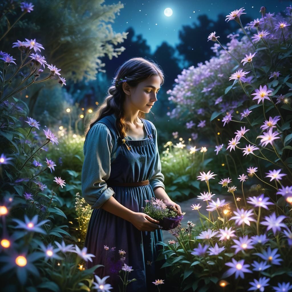 Moonlight Gardener in Mystical Starflower Garden