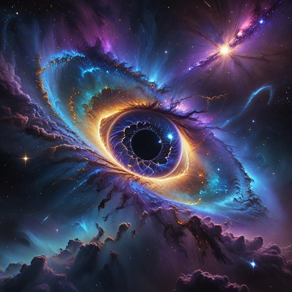 Cosmic Galaxy Within an Eye in Vibrant Nebula Art