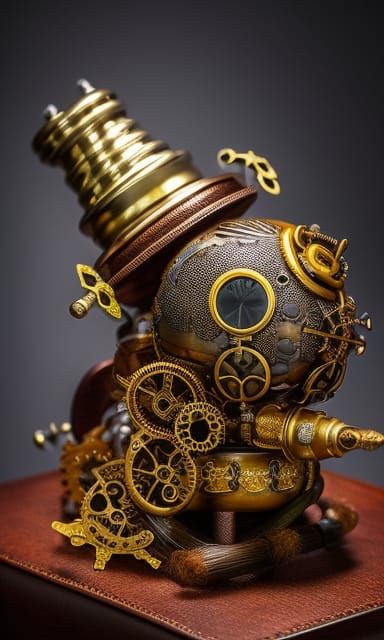 Steampunk Octopus with Goggles in Ornate Style