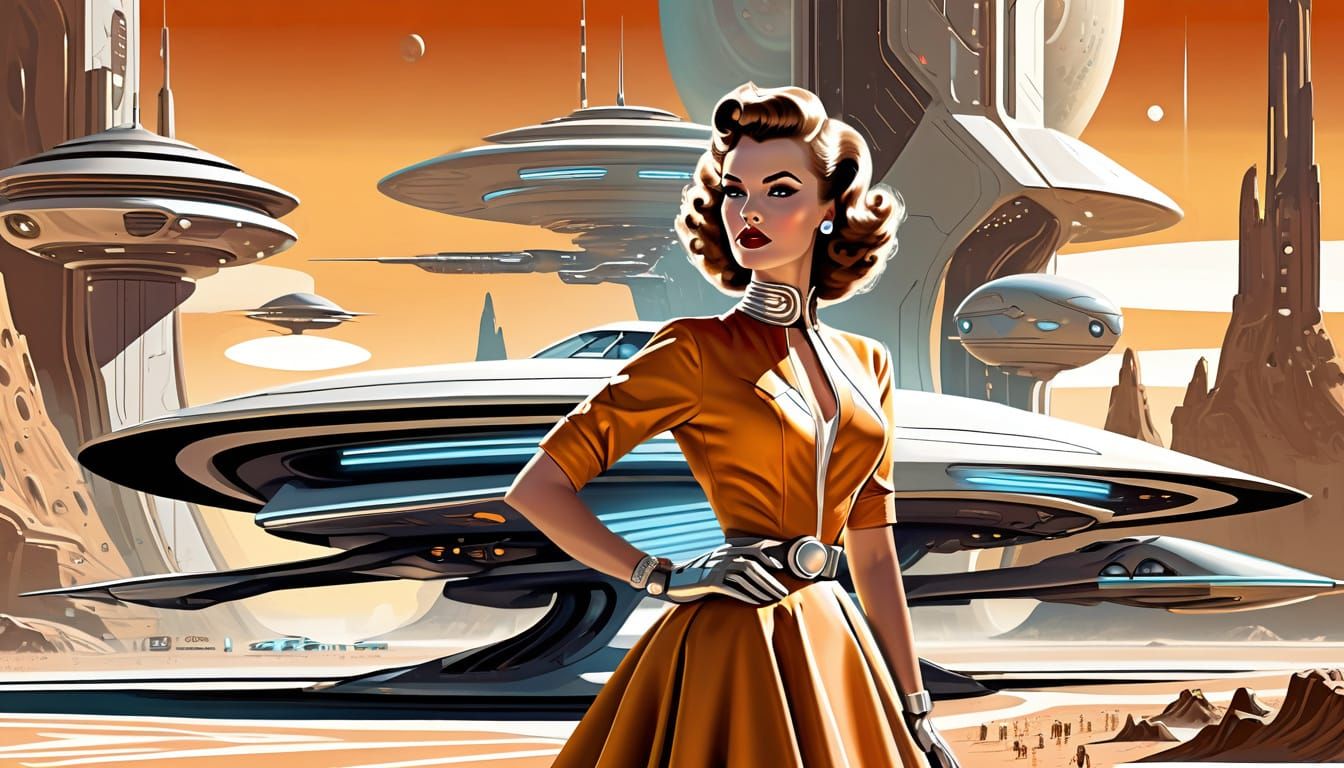Sophisticated Retro-Futuristic Portrait in Bold 3D Style