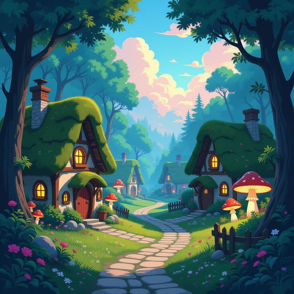 Whimsical Fairy Village in Enchanted Forest