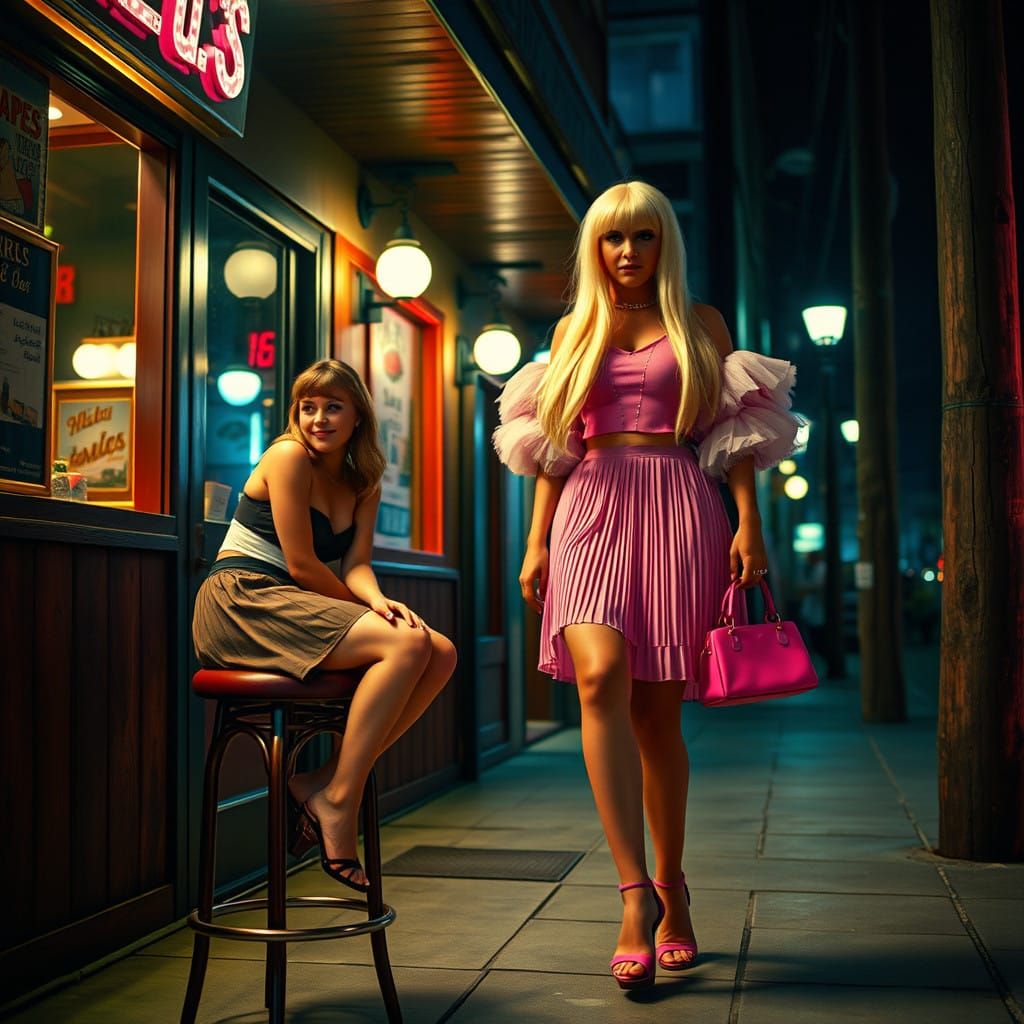 Confident Young Man in Dramatic Miniskirt, Captured in Cinem...