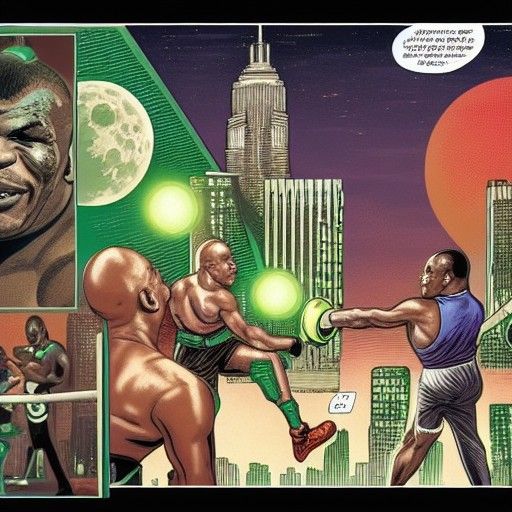 Mike Tyson Boxing in Steampunk New York