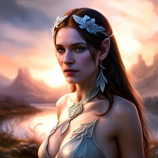 Elven Queen Portrait in Forest Lake