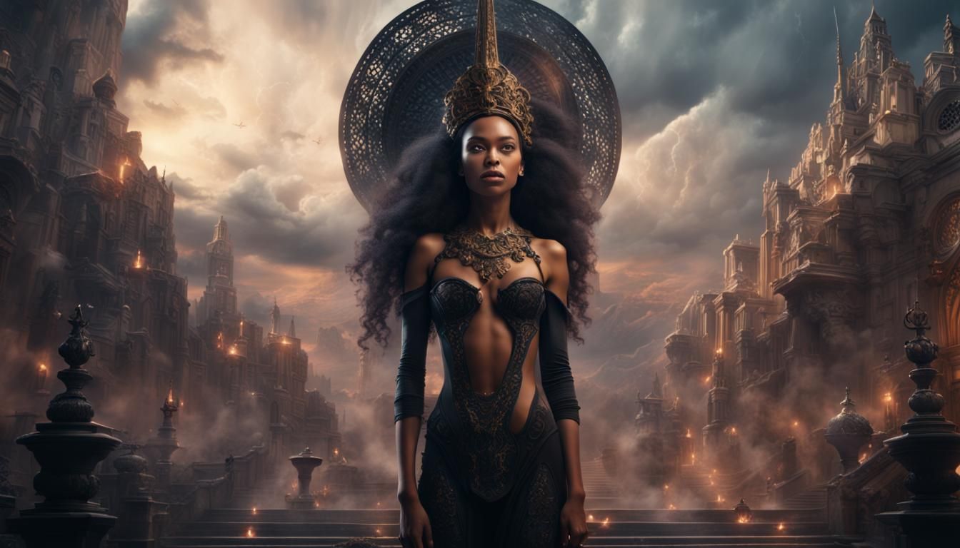 Intricate Digital Painting of a Black Magic Woman