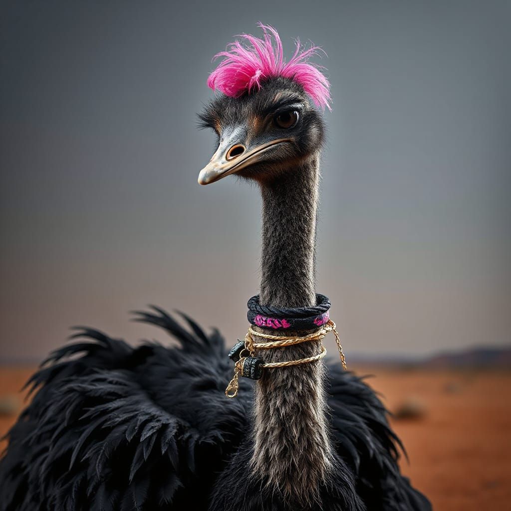 Emo Ostrich in Australia: Splash Art Style