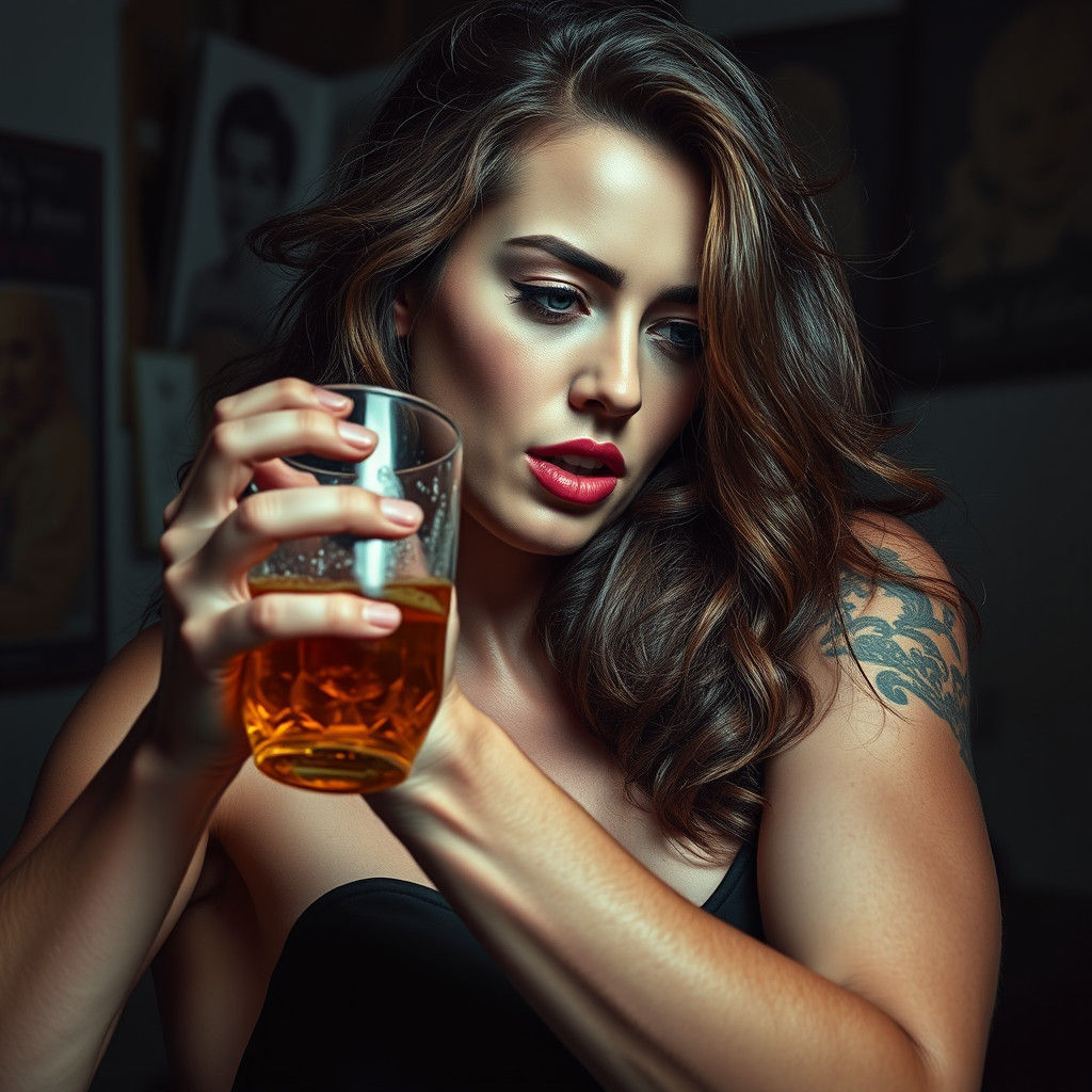 Hyperrealistic Woman in Violent Confrontation