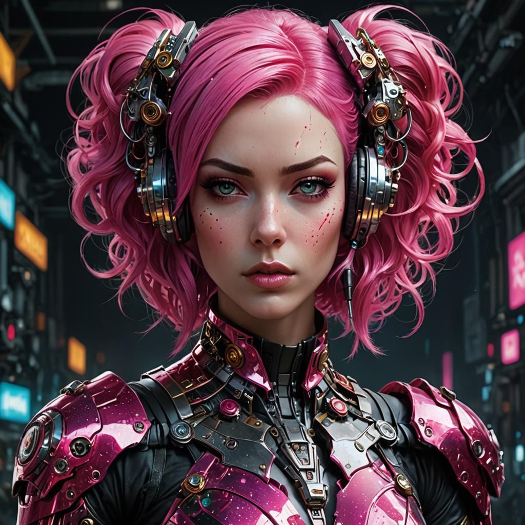 Hot pink cyborg