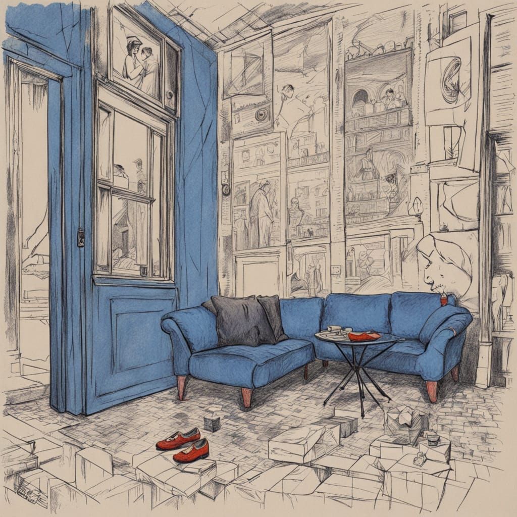 Golden Bauhaus Goddess in Distressed Summer Dress