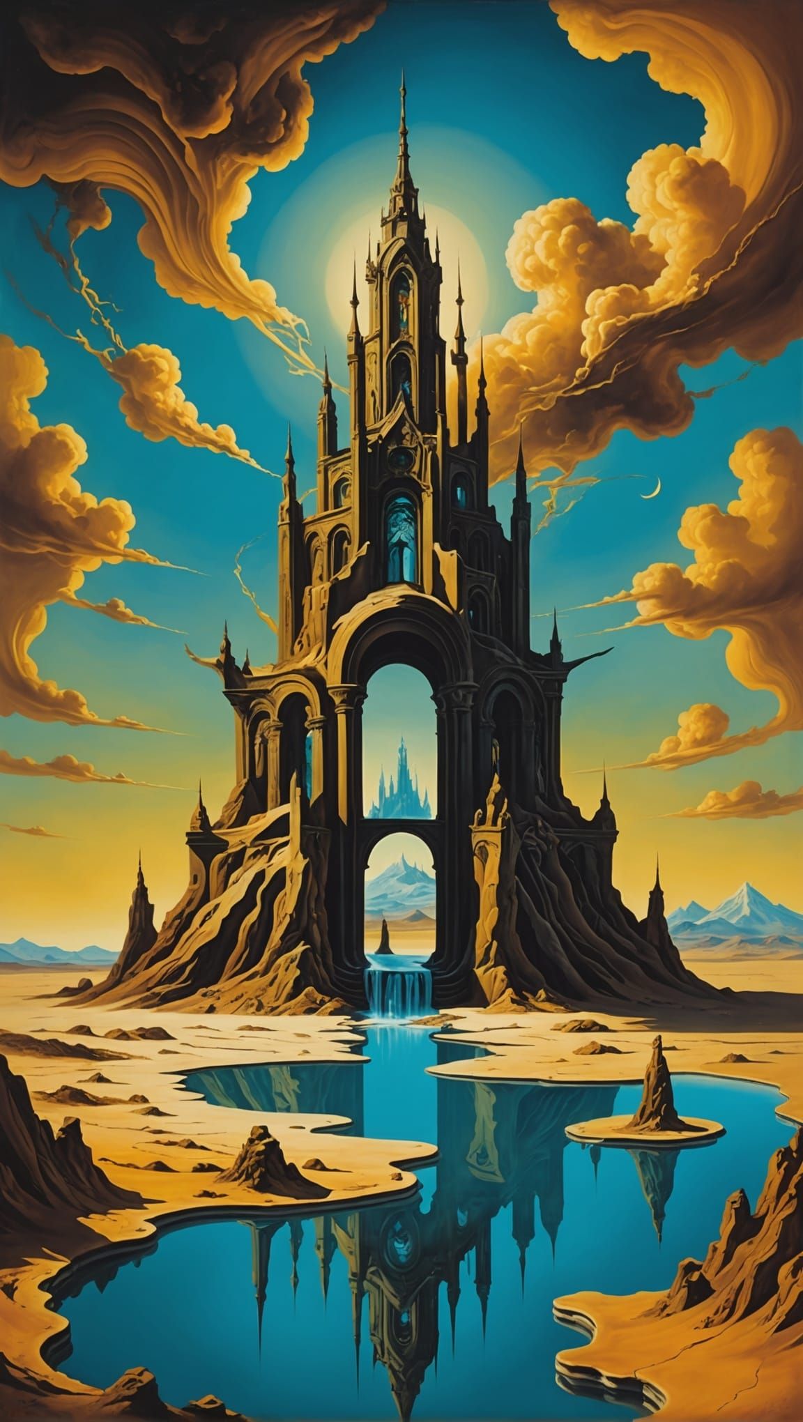 Surreal Melting Temples in Salvador Dali Style