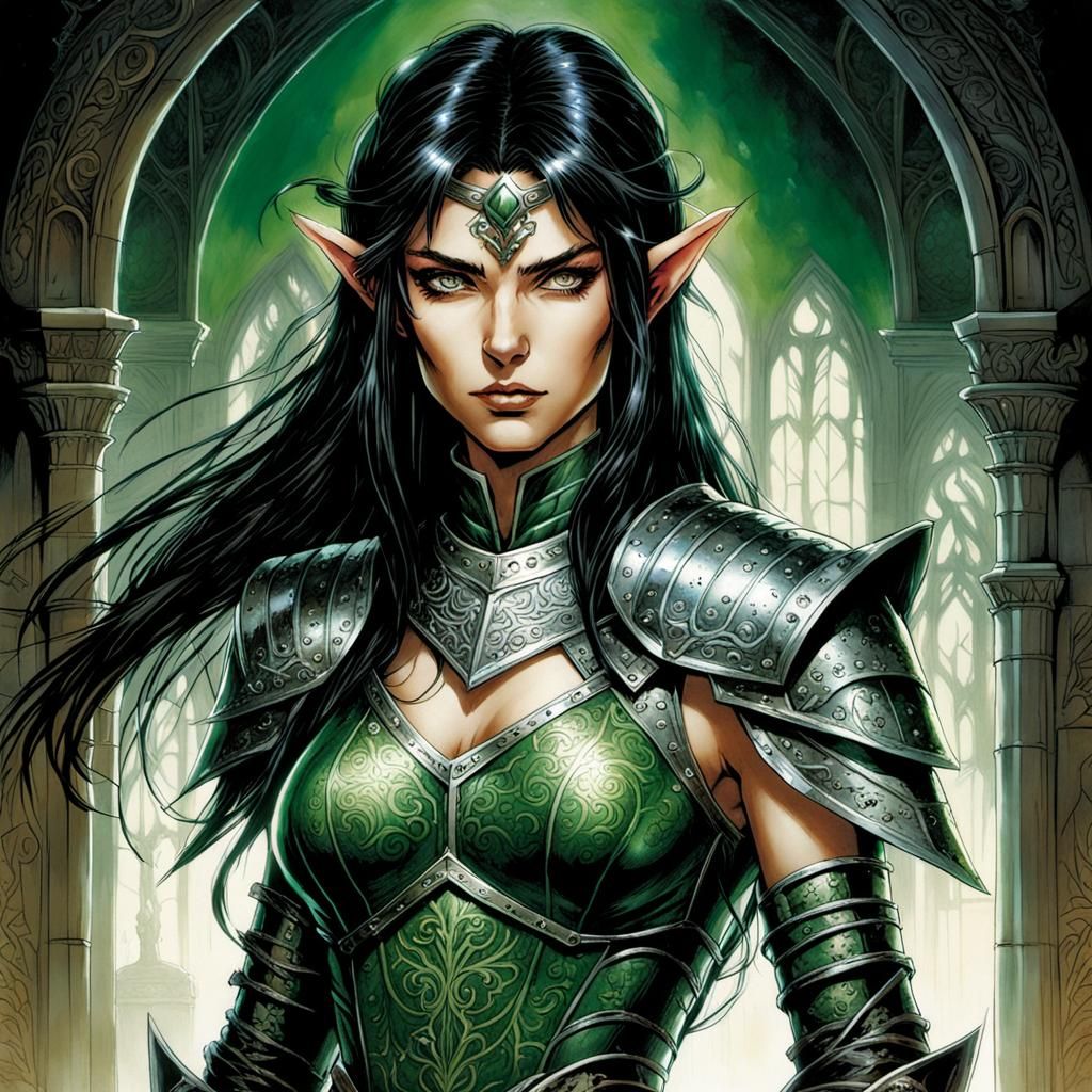 Elf Lord in Armor: Comic Book Art Style