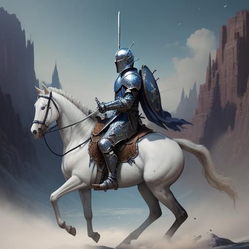 Knight on White Horse Fantasy Concept Art