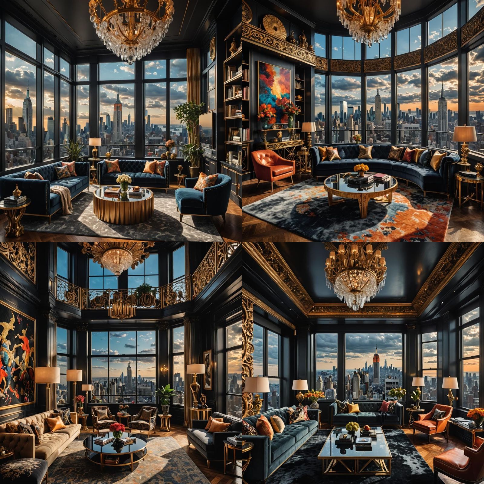 Maximalist Penthouse Interior with City View