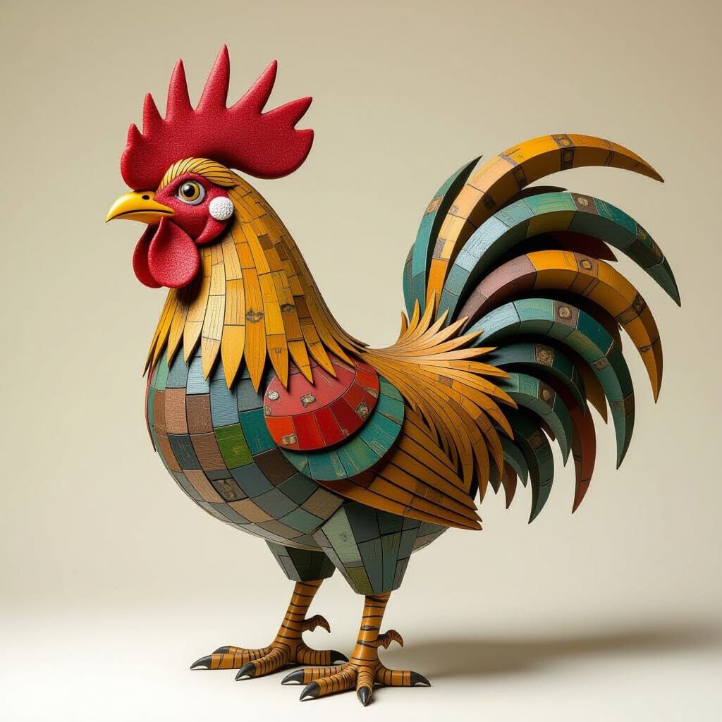 Gothic Rooster Sculpture in Burtonesque Style