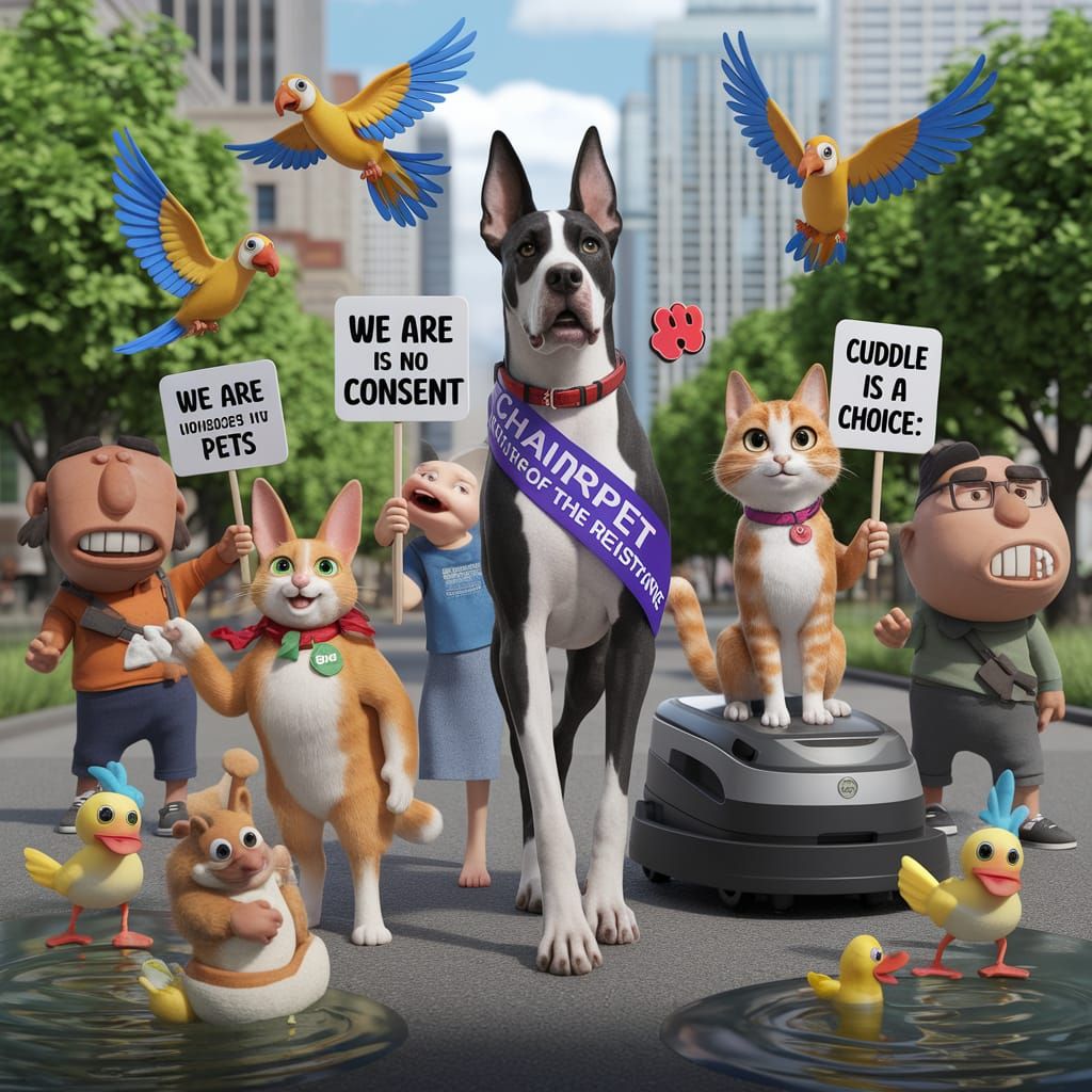 Playful Pets Lead a Joyful Rebellion in City Park