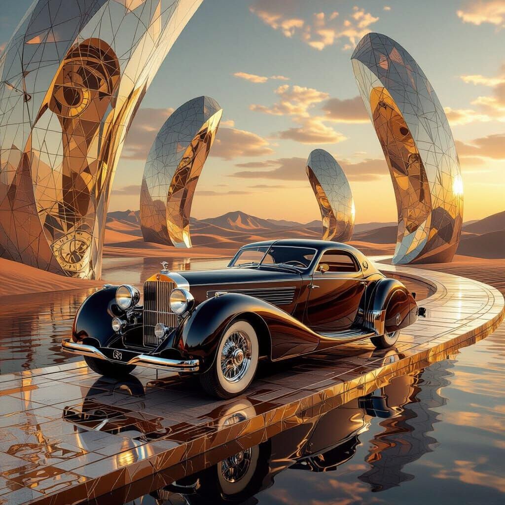 Surreal Retro-Futuristic Supercar in Dreamscape