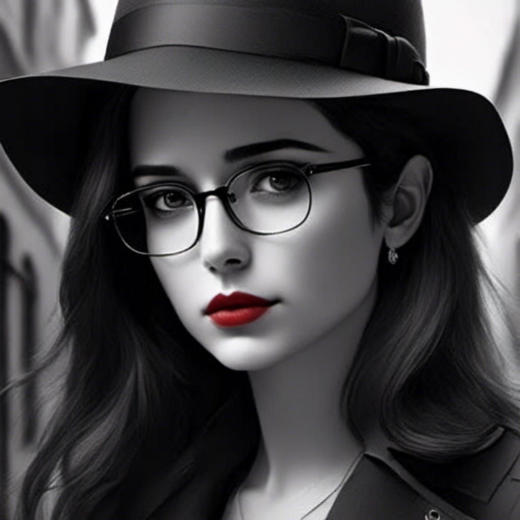 Dramatic Black and White Portrait in Hyperrealistic Style