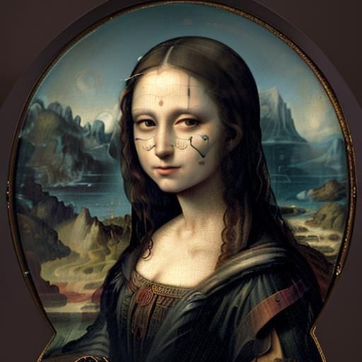 Mona Lisa as Harley Quinn in Beatrix Potter Style