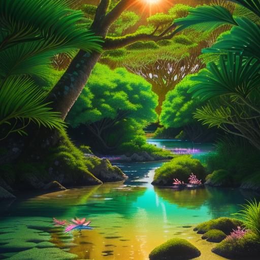 Lush Tropical Ecosystem Microphotography in Sumatraism Style
