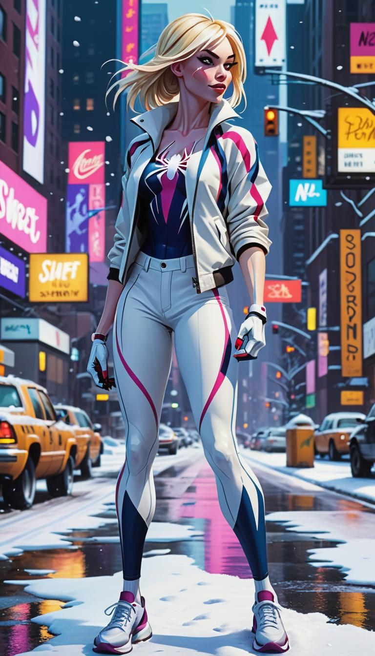 Spider-Gwen in 90s Animation Style