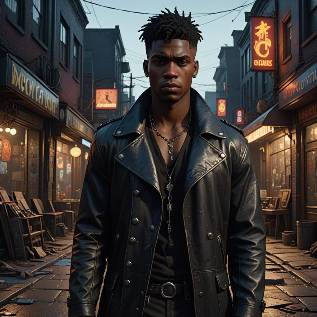 Gothic Young Man in Occult Shop Shadows