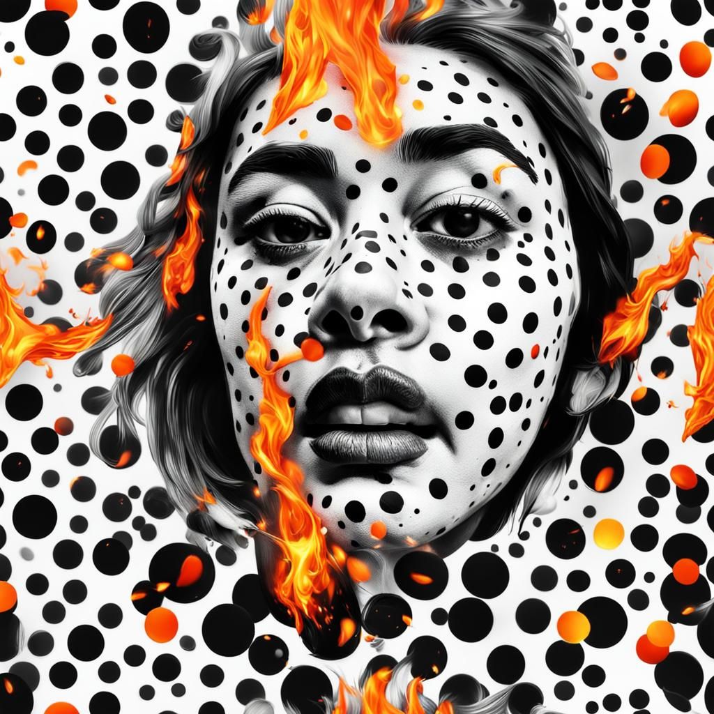 Hyperrealistic Polka Dot Fire Concept Art