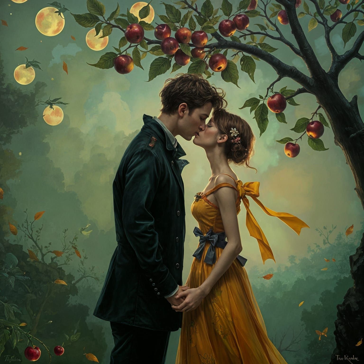 A kiss under the apple tree
