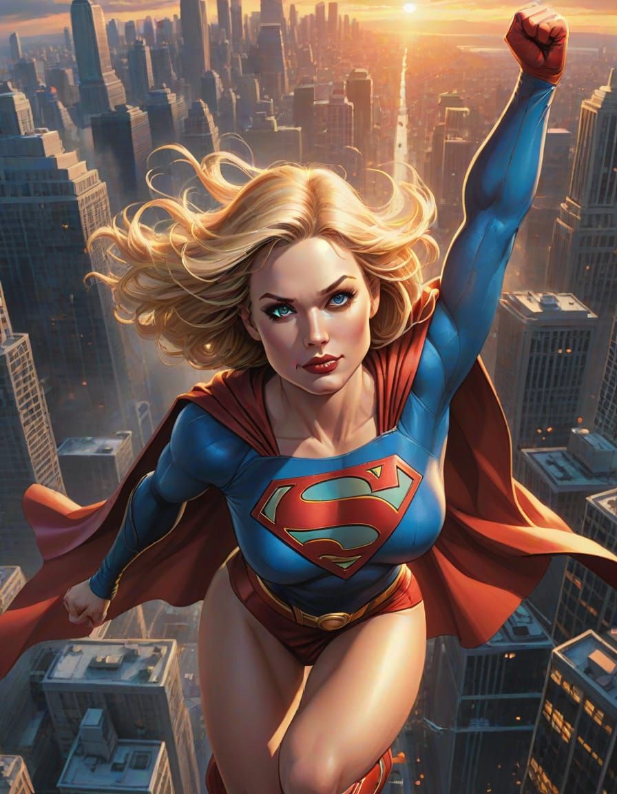 Supergirl in Dynamic Comic Book Art