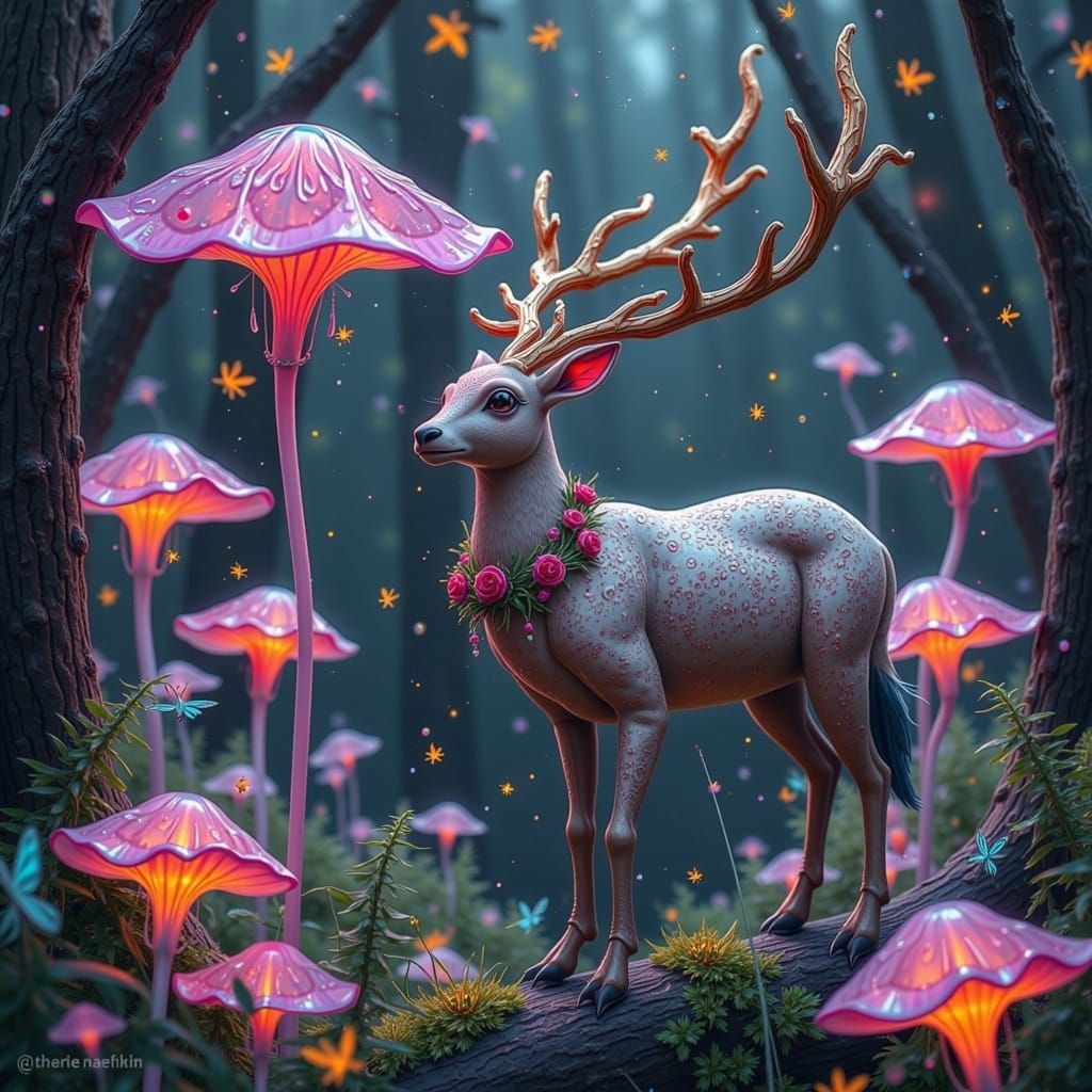 Enchanted Jackalope in Mystical Glowing Forest
