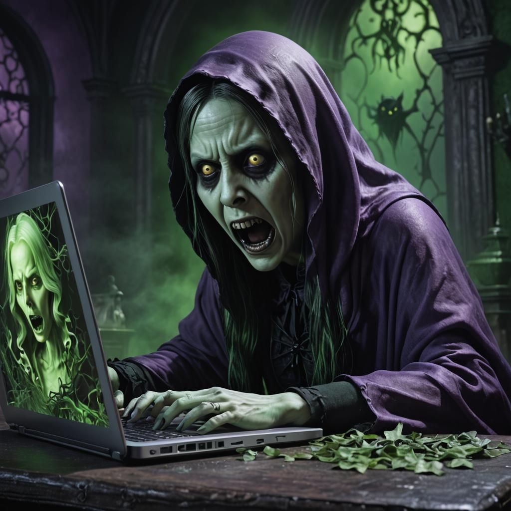 Scary Ghost Emerges from Laptop in 3D