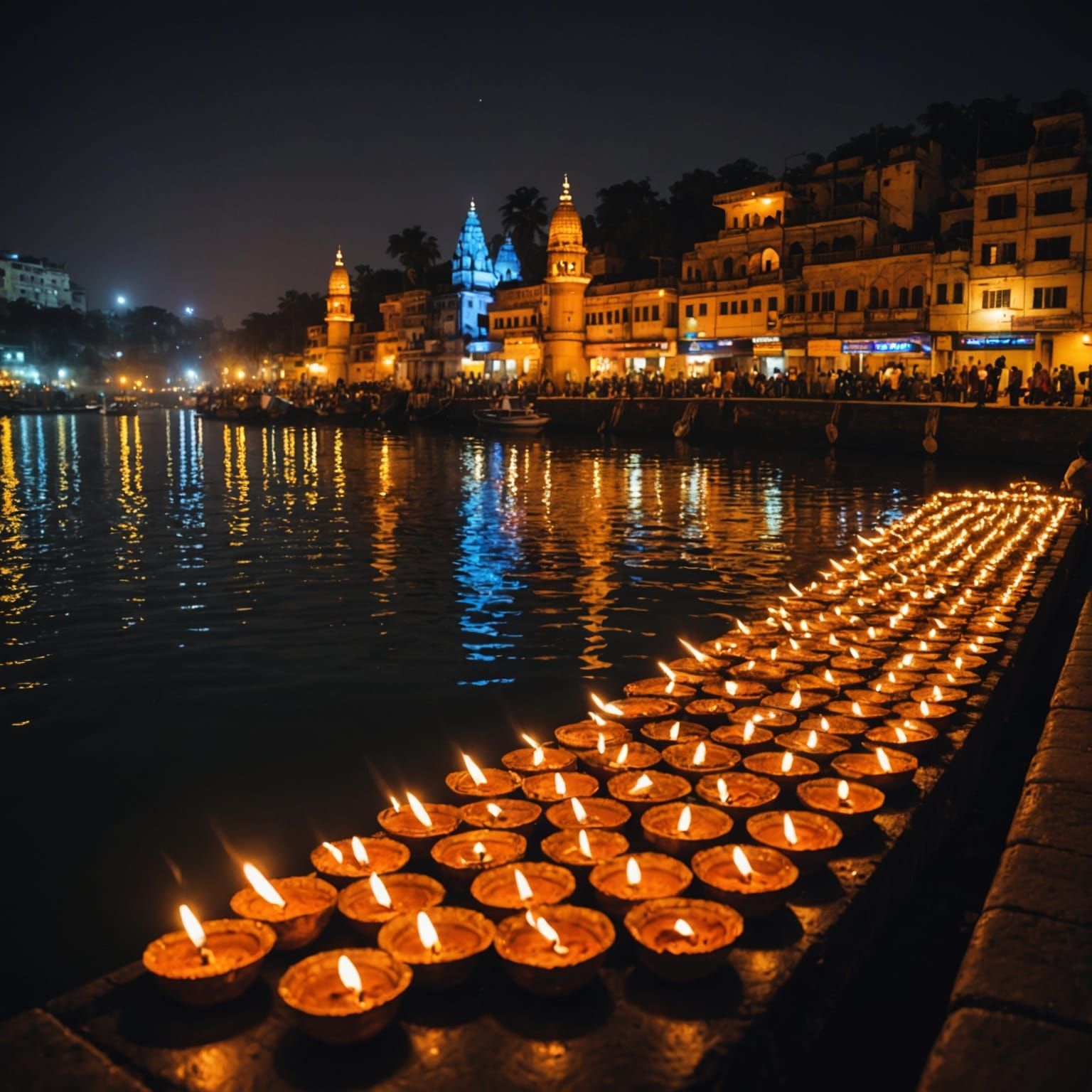 Diwali Lightshow on the Ghats of Banaras