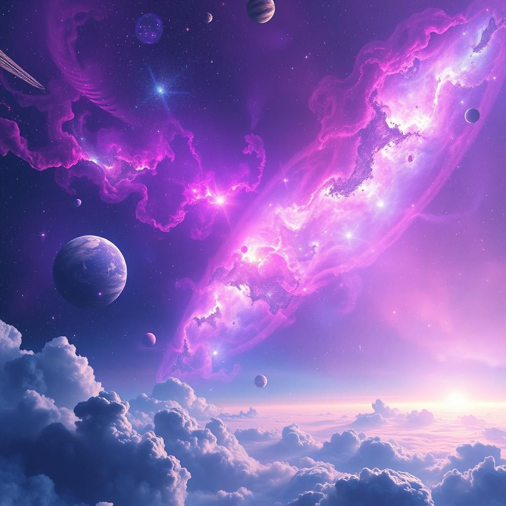 Dreamy Universe of Galaxies and Nebulas in Surreal Style