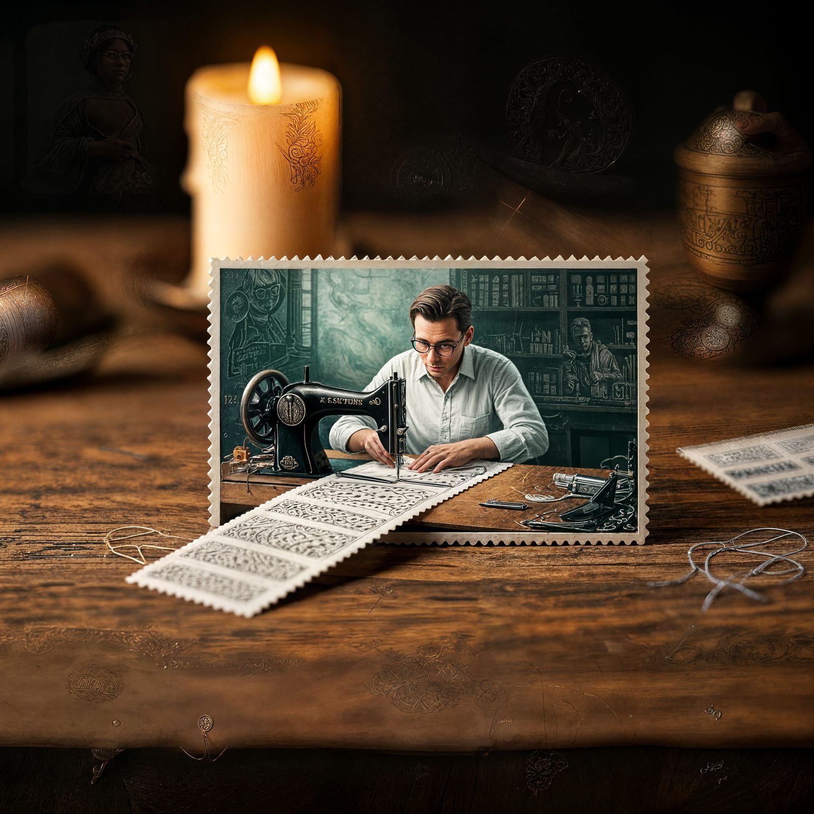 Miniature Craftsman Punches Stamps with Sewing Machine