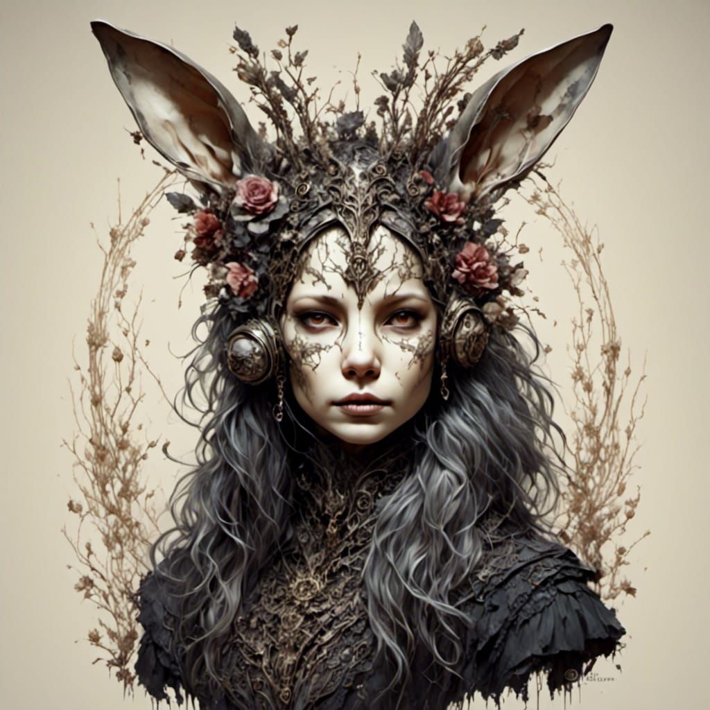Victorian Steampunk Anthro Bunny Portrait