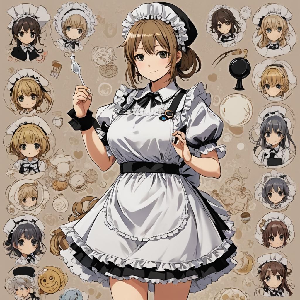 Pregnant Anime Maid in Manga Style