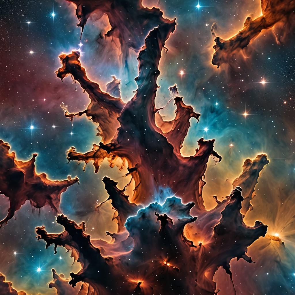 Surreal Cosmic Art: Eagle Nebula's Pillars of Creation