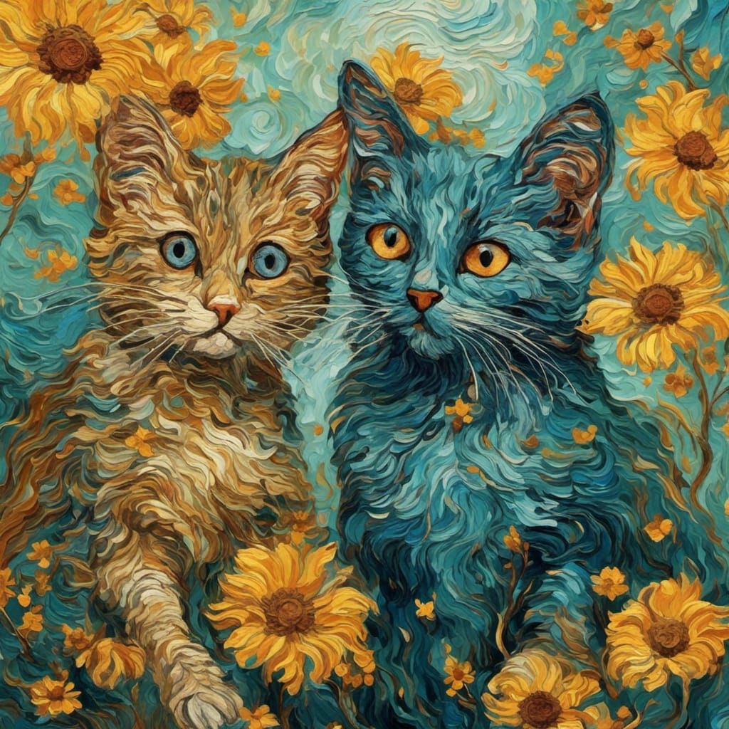 Cats in the Style of Van Gogh: Abstract Art