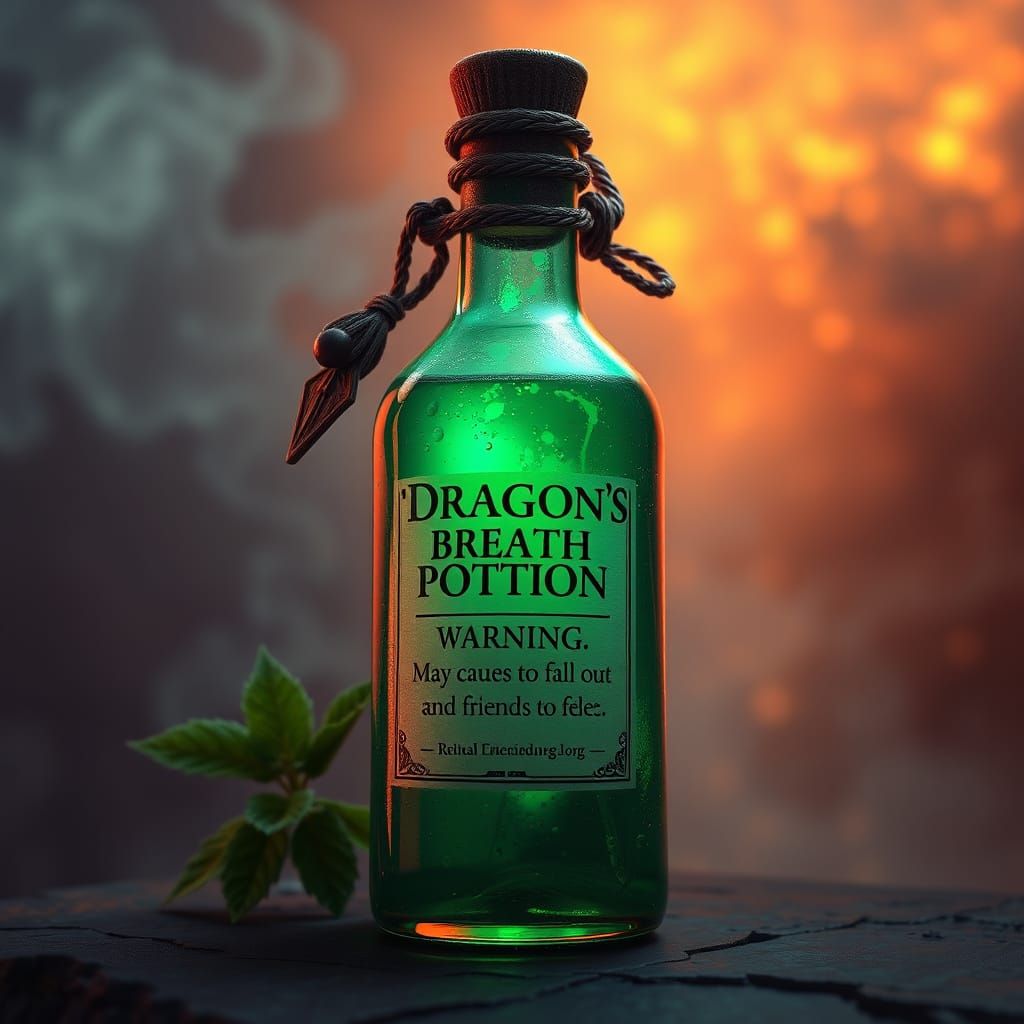 Dragon's Breath Potion Bottle in Detailed Fantasy Art