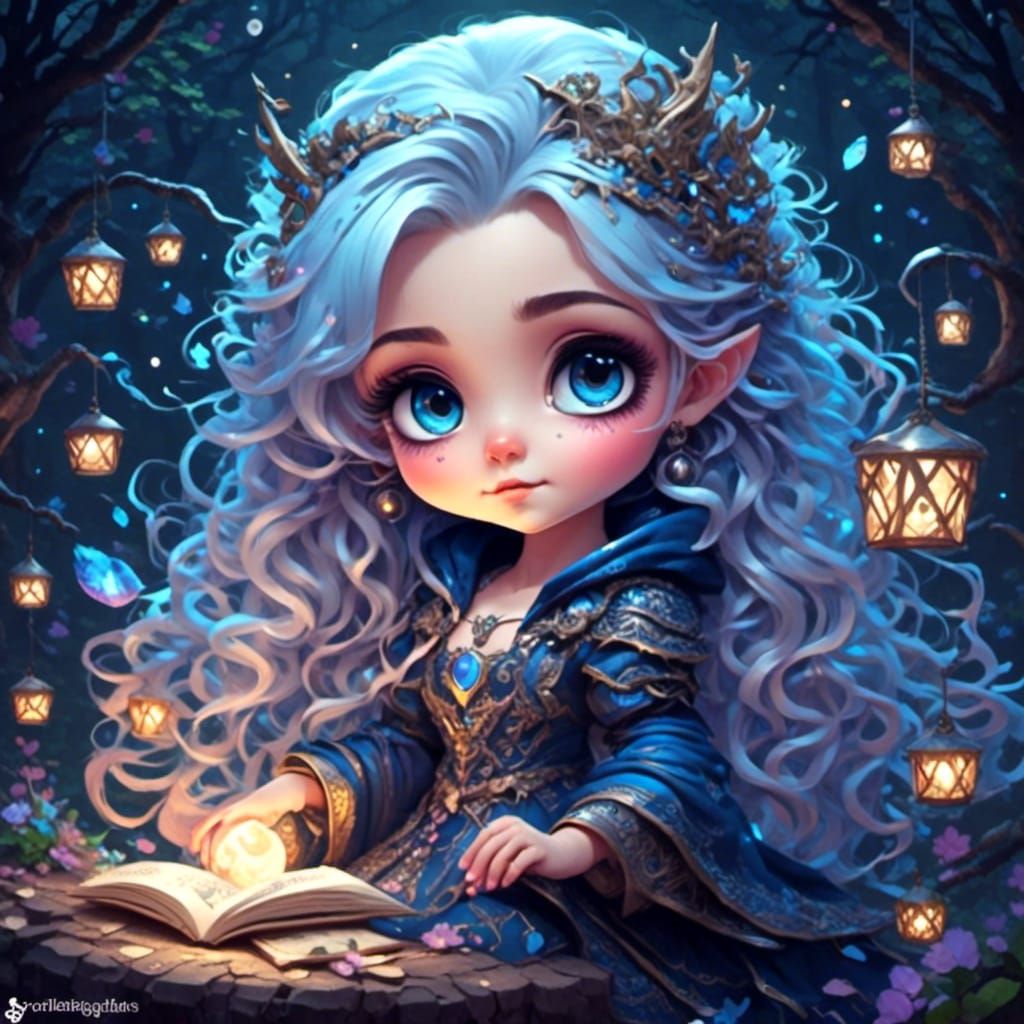 Hyperdetailed Chibi Sorceress in Twilight