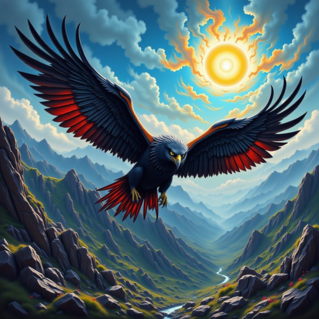 Majestic Eagle with Fiery Wings