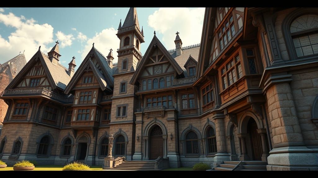 Epic Fantasy Wizard Academy in a Sunny Daydream